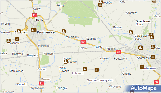 mapa Nowe gmina Krośniewice, Nowe gmina Krośniewice na mapie Targeo