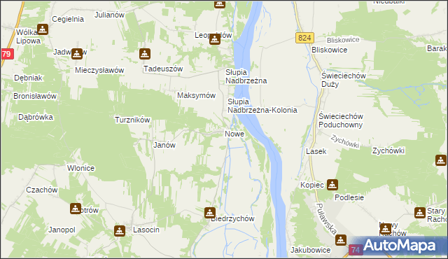 mapa Nowe gmina Ożarów, Nowe gmina Ożarów na mapie Targeo