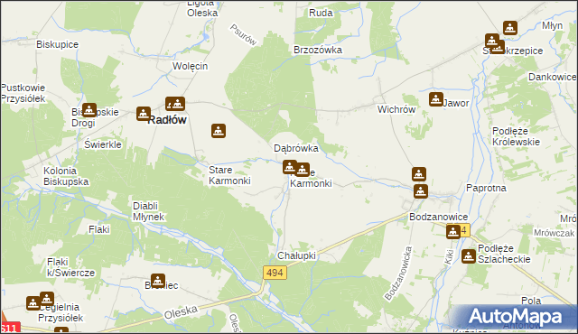 mapa Nowe Karmonki, Nowe Karmonki na mapie Targeo