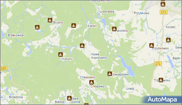 mapa Nowe Koprzywno, Nowe Koprzywno na mapie Targeo