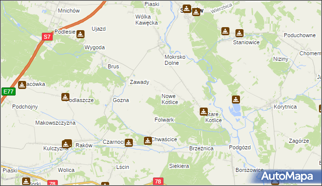 mapa Nowe Kotlice, Nowe Kotlice na mapie Targeo