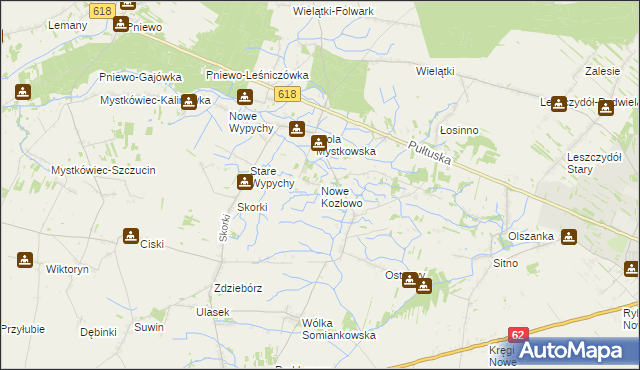 mapa Nowe Kozłowo, Nowe Kozłowo na mapie Targeo