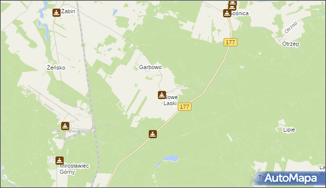 mapa Nowe Laski, Nowe Laski na mapie Targeo