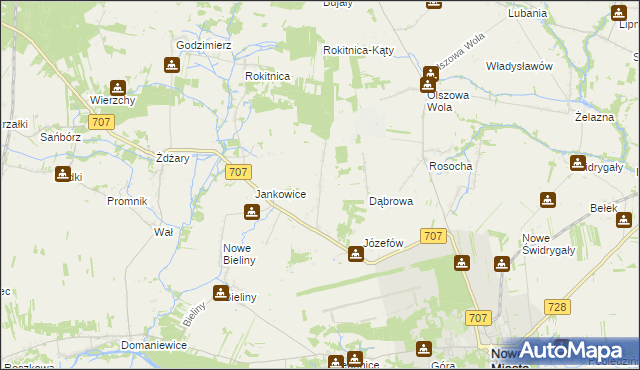 mapa Nowe Łęgonice, Nowe Łęgonice na mapie Targeo