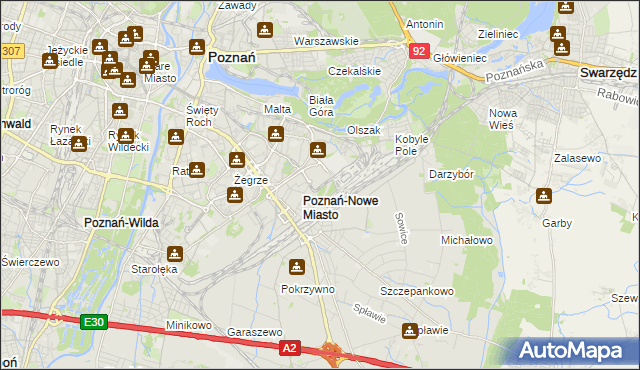 mapa Nowe Miasto gmina Poznań, Nowe Miasto gmina Poznań na mapie Targeo