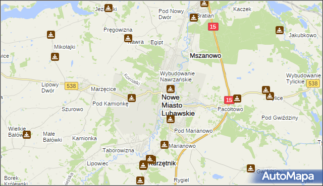 mapa Nowe Miasto Lubawskie, Nowe Miasto Lubawskie na mapie Targeo