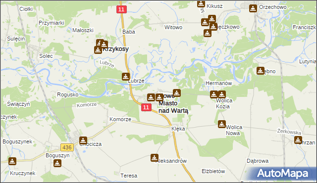 mapa Nowe Miasto nad Wartą, Nowe Miasto nad Wartą na mapie Targeo