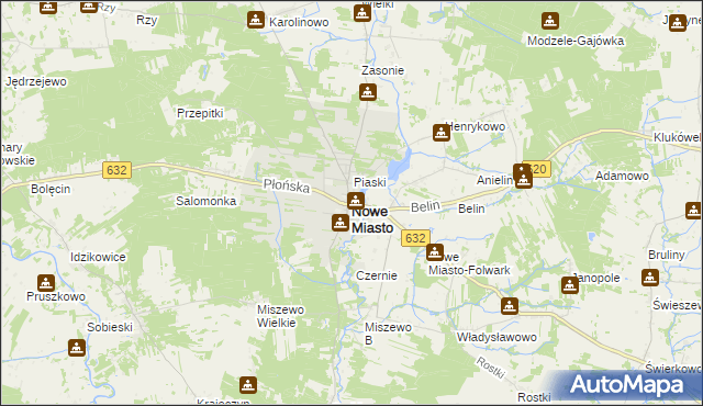 mapa Nowe Miasto powiat płoński, Nowe Miasto powiat płoński na mapie Targeo