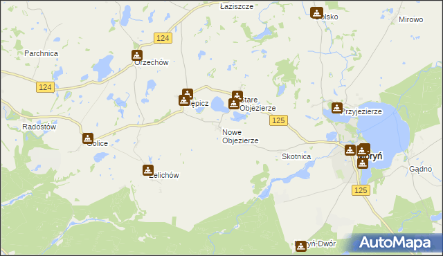 mapa Nowe Objezierze, Nowe Objezierze na mapie Targeo