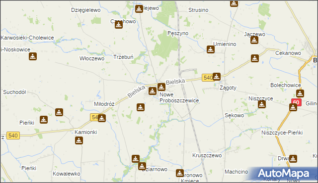 mapa Nowe Proboszczewice, Nowe Proboszczewice na mapie Targeo