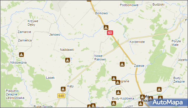 mapa Nowe Rakowo, Nowe Rakowo na mapie Targeo