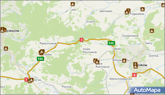 mapa Nowe Rochowice, Nowe Rochowice na mapie Targeo