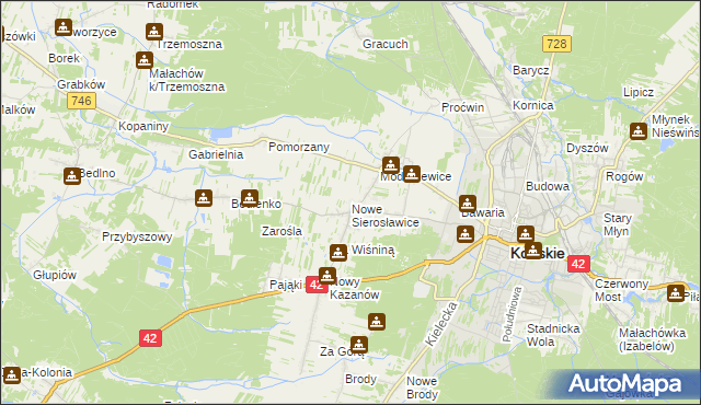 mapa Nowe Sierosławice, Nowe Sierosławice na mapie Targeo