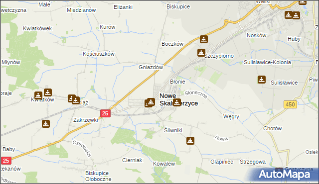 mapa Nowe Skalmierzyce, Nowe Skalmierzyce na mapie Targeo