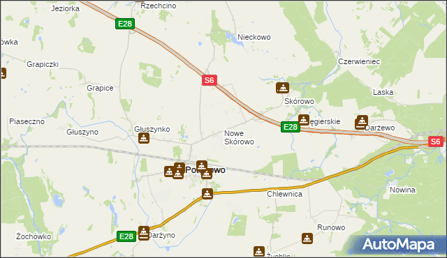 mapa Nowe Skórowo, Nowe Skórowo na mapie Targeo