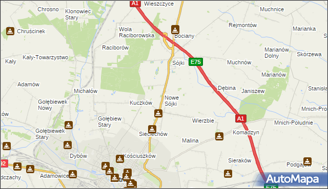 mapa Nowe Sójki, Nowe Sójki na mapie Targeo