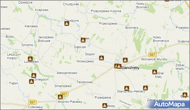 mapa Nowe Staroźreby, Nowe Staroźreby na mapie Targeo