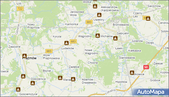 mapa Nowe Wągrodno, Nowe Wągrodno na mapie Targeo