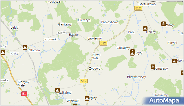 mapa Nowe Witki, Nowe Witki na mapie Targeo