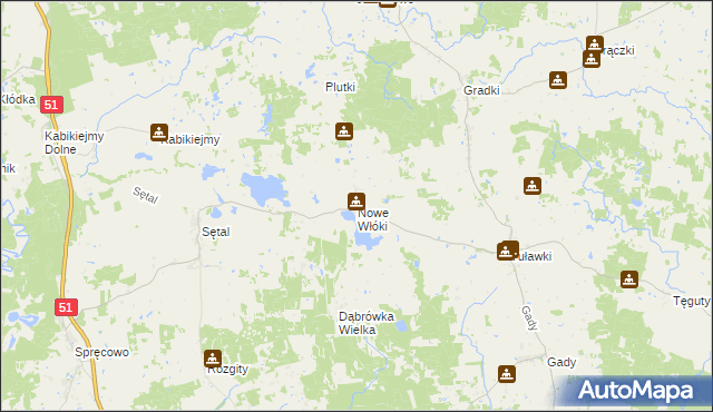 mapa Nowe Włóki, Nowe Włóki na mapie Targeo