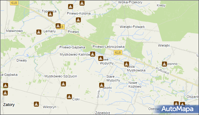 mapa Nowe Wypychy, Nowe Wypychy na mapie Targeo