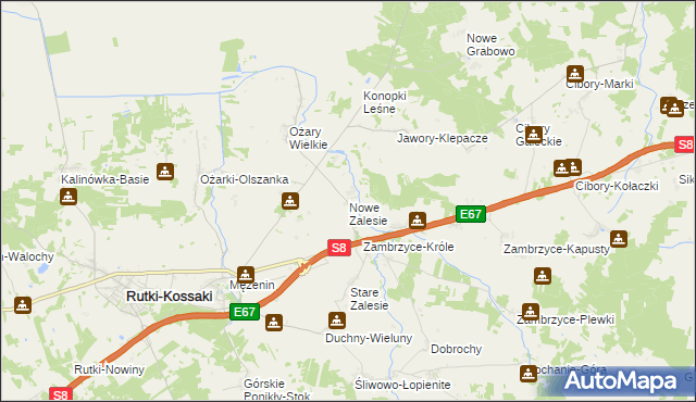 mapa Nowe Zalesie gmina Rutki, Nowe Zalesie gmina Rutki na mapie Targeo