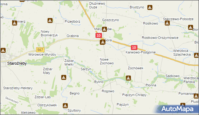 mapa Nowe Żochowo, Nowe Żochowo na mapie Targeo