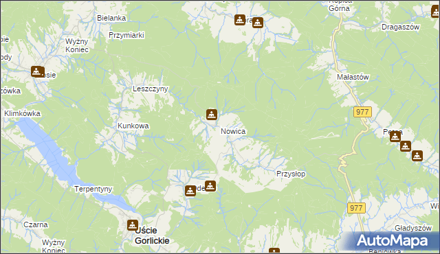 mapa Nowica gmina Uście Gorlickie, Nowica gmina Uście Gorlickie na mapie Targeo