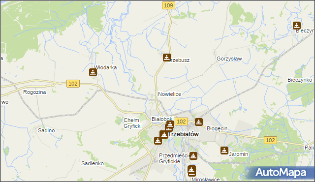 mapa Nowielice, Nowielice na mapie Targeo