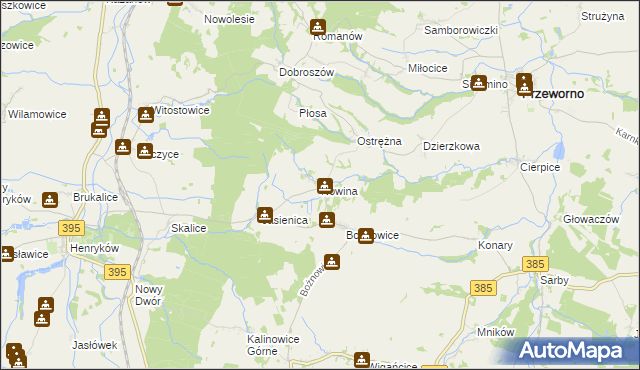 mapa Nowina gmina Ziębice, Nowina gmina Ziębice na mapie Targeo