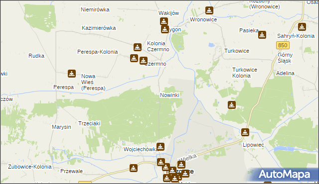 mapa Nowinki gmina Tyszowce, Nowinki gmina Tyszowce na mapie Targeo