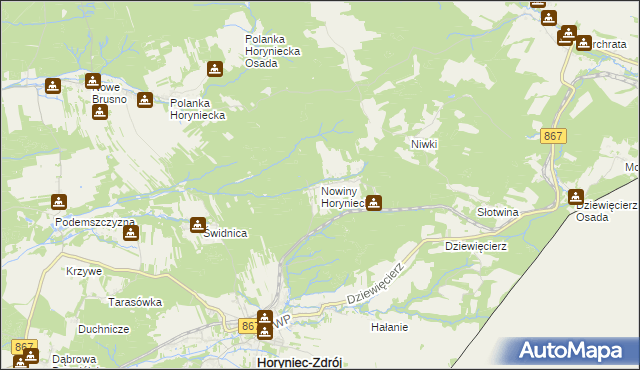 mapa Nowiny Horynieckie, Nowiny Horynieckie na mapie Targeo