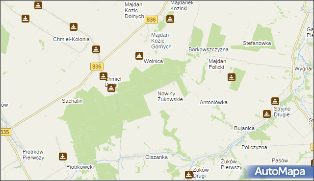 mapa Nowiny Żukowskie, Nowiny Żukowskie na mapie Targeo