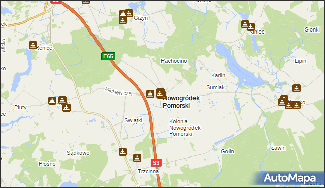 mapa Nowogródek Pomorski, Nowogródek Pomorski na mapie Targeo