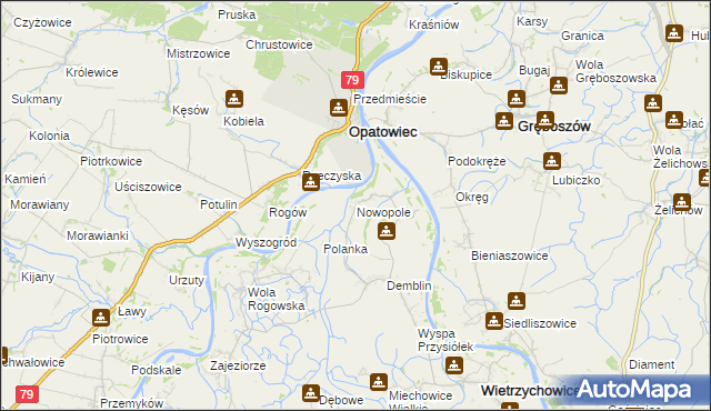 mapa Nowopole gmina Wietrzychowice, Nowopole gmina Wietrzychowice na mapie Targeo