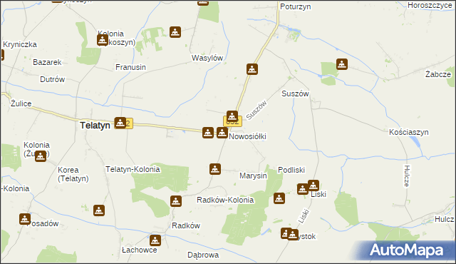 mapa Nowosiółki gmina Telatyn, Nowosiółki gmina Telatyn na mapie Targeo