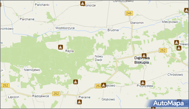 mapa Nowy Dwór gmina Dąbrowa Biskupia, Nowy Dwór gmina Dąbrowa Biskupia na mapie Targeo