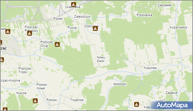 mapa Nowy Dwór gmina Piszczac, Nowy Dwór gmina Piszczac na mapie Targeo