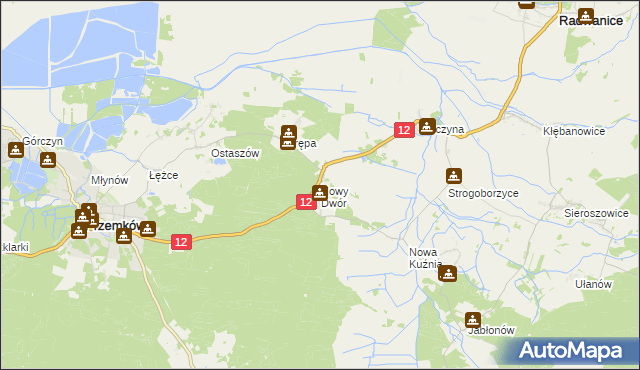 mapa Nowy Dwór gmina Radwanice, Nowy Dwór gmina Radwanice na mapie Targeo