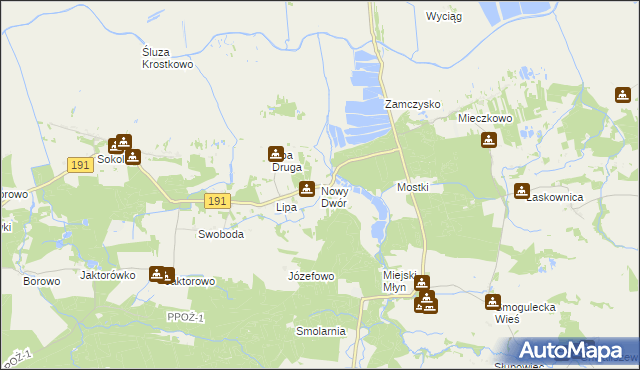 mapa Nowy Dwór gmina Szamocin, Nowy Dwór gmina Szamocin na mapie Targeo