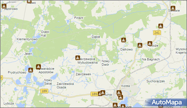 mapa Nowy Dwór gmina Więcbork, Nowy Dwór gmina Więcbork na mapie Targeo