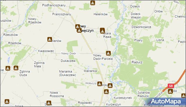 mapa Nowy Dwór-Parcela, Nowy Dwór-Parcela na mapie Targeo