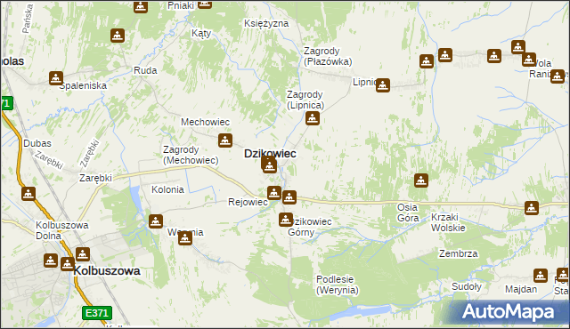 mapa Nowy Dzikowiec, Nowy Dzikowiec na mapie Targeo