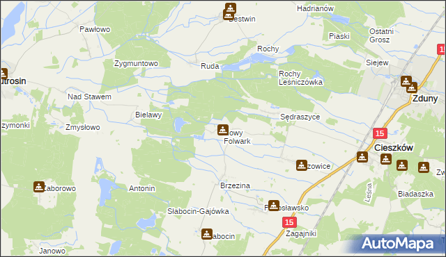 mapa Nowy Folwark gmina Cieszków, Nowy Folwark gmina Cieszków na mapie Targeo