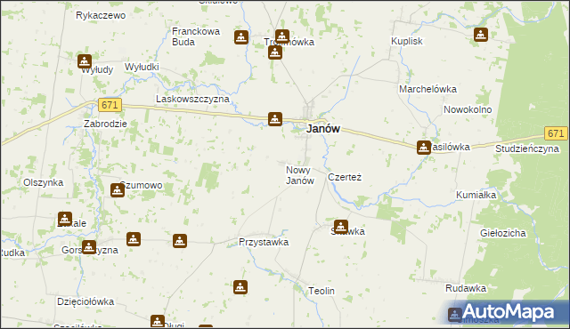 mapa Nowy Janów gmina Janów, Nowy Janów gmina Janów na mapie Targeo