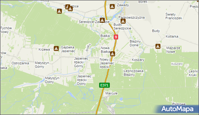 mapa Nowy Jasieniec Iłżecki, Nowy Jasieniec Iłżecki na mapie Targeo