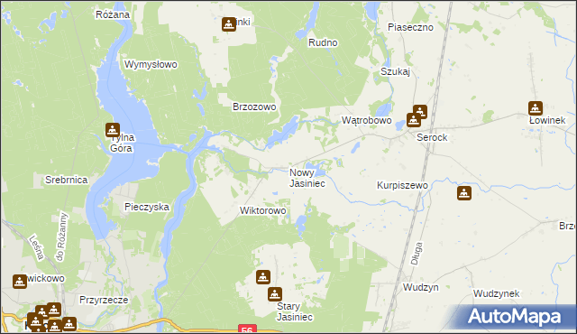 mapa Nowy Jasiniec gmina Koronowo, Nowy Jasiniec gmina Koronowo na mapie Targeo