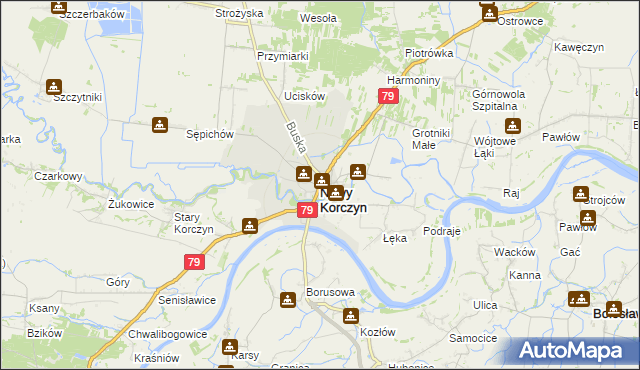 mapa Nowy Korczyn, Nowy Korczyn na mapie Targeo