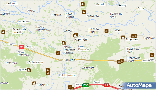 mapa Nowy Krzymów, Nowy Krzymów na mapie Targeo