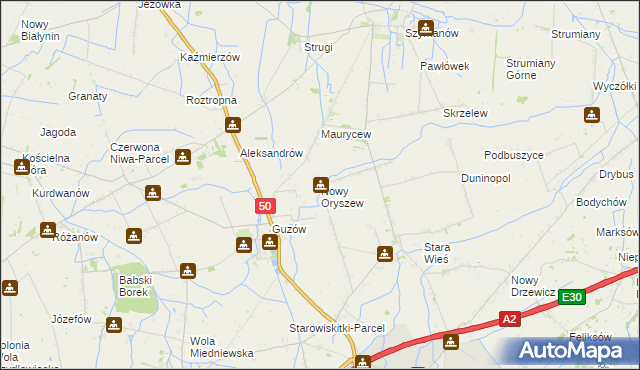 mapa Nowy Oryszew, Nowy Oryszew na mapie Targeo